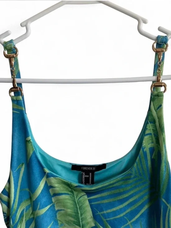 Forever 21 Blue and Green Tropical Leaf Cami - Picture 2 of 5